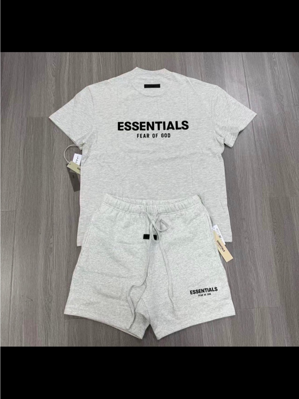 ESSENTIALS Fear of God Men's Light Gray Logo Shorts and T shirt size large